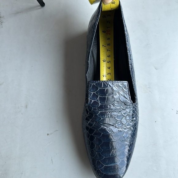 L’INTERVALLE BLUE SNAKE EMBOSSED LEATHER LOAFER BLOCK HEEL SLIP ON SHOE SPAIN 38 - Picture 12 of 13